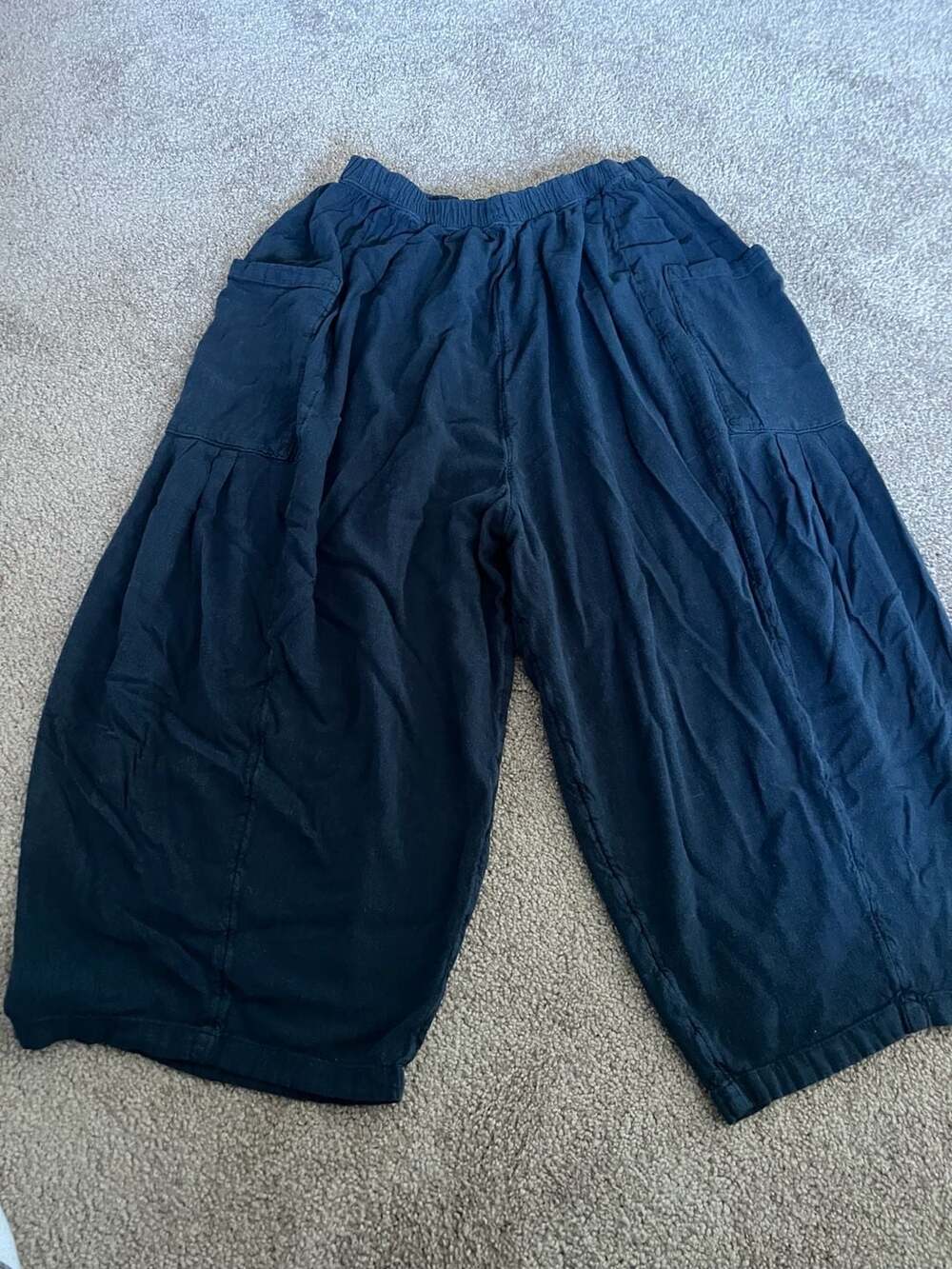 Free People Quinn Navy Wide Leg Linen Pants